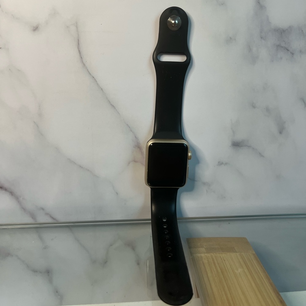 Apple Watch (Gold, w/ black band)